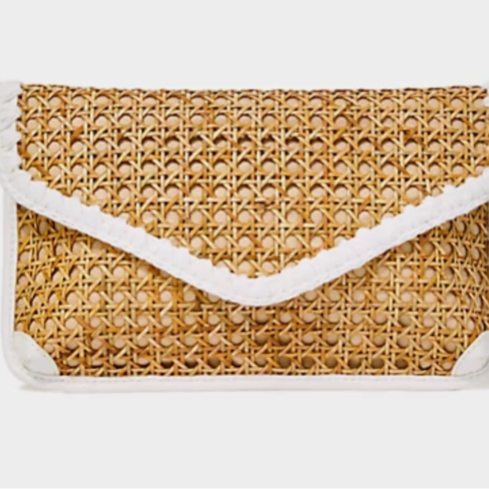 Lilly Pulitzer St Barths Cane and White Woven Clutch